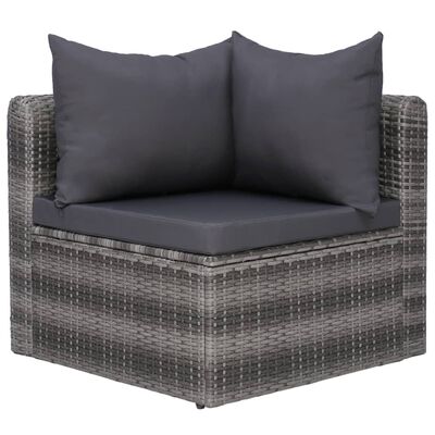 vidaXL 10-delige Loungeset met kussens poly rattan grijs