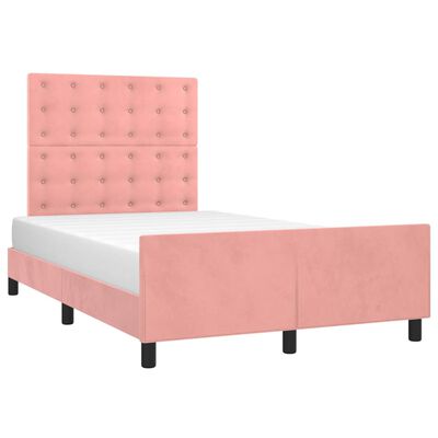 vidaXL Bedframe met hoofdeinde fluweel roze 120x200 cm