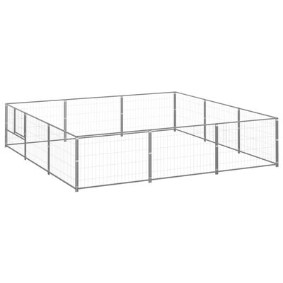 vidaXL Hondenkennel 9 m² staal zilverkleurig