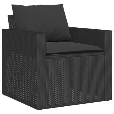 vidaXL 4-delige Loungeset met kussens poly rattan zwart