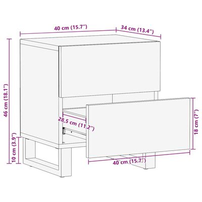 vidaXL Nachtkastjes 2 st 40x34x46 cm massief gerecycled hout