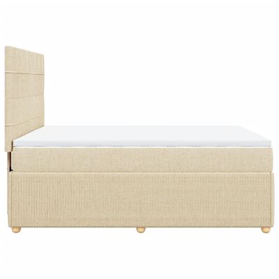 vidaXL Boxspring met matras stof crèmekleurig 140x190 cm