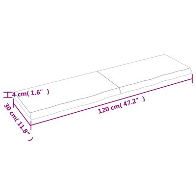 vidaXL Wastafelblad 120x30x(2-4) cm behandeld massief hout donkerbruin