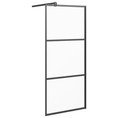 vidaXL Inloopdouchewand 90x195 cm mat ESG-glas zwart