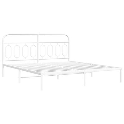 vidaXL Bedframe met hoofdbord metaal wit 183x213 cm