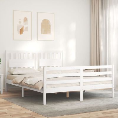 vidaXL Bedframe met hoofdbord massief hout wit