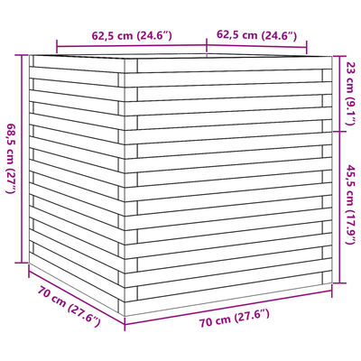 vidaXL Plantenbak 70x70x68,5 cm geïmpregneerd grenenhout