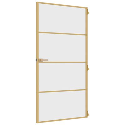 vidaXL Binnendeur smal 102,5x201,5 cm gehard glas en aluminium goud