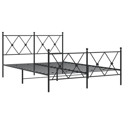 vidaXL Bedframe met hoofd- en voeteneinde metaal zwart 140x190 cm