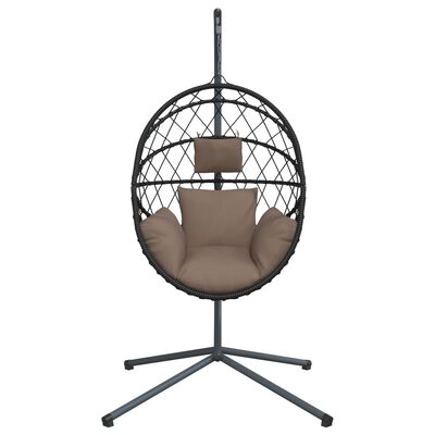 vidaXL Hangstoel met standaard rattan en staal taupe