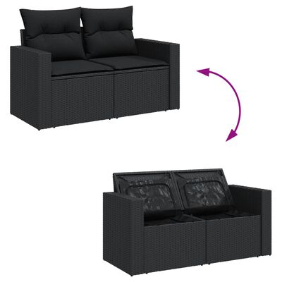 vidaXL 7-delige Loungeset met kussens poly rattan zwart