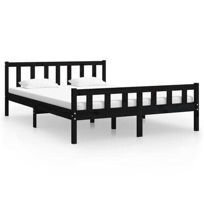 vidaXL Bedframe massief hout zwart 120x200 cm