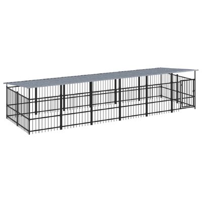 vidaXL Hondenkennel met dak 11,26 m² staal