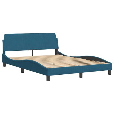 vidaXL Bedframe met hoofdeinde fluweel blauw 140x190 cm