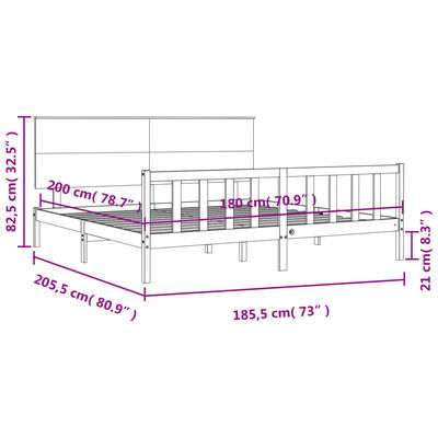 vidaXL Bedframe met hoofdbord massief hout zwart