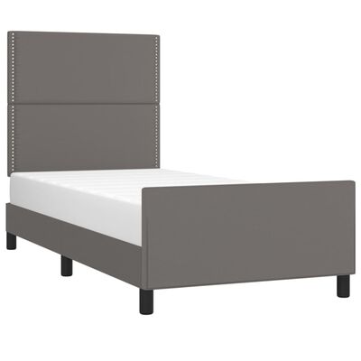 vidaXL Bedframe met hoofdbord kunstleer grijs 90x200 cm