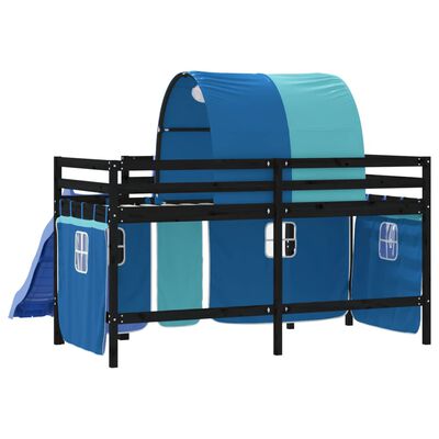 vidaXL Kinderhoogslaper met tunnel 80x200 cm massief grenenhout blauw