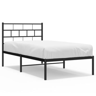 vidaXL Bedframe met hoofdbord metaal zwart 100x200 cm