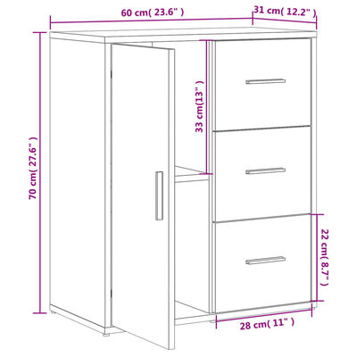 vidaXL Dressoirs 2 st 60x31x70 cm bewerkt hout grijs sonoma eikenkleur