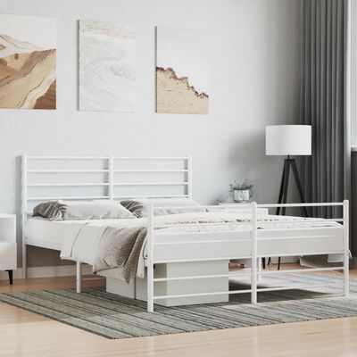 vidaXL Bedframe met hoofd- en voeteneinde metaal wit 140x190 cm