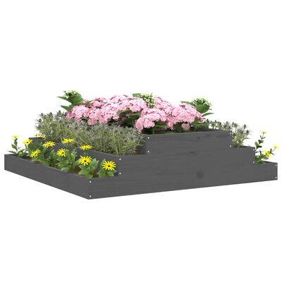 vidaXL Plantenbak 110x110x27 cm massief grenenhout grijs