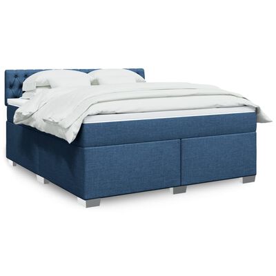 vidaXL Boxspring met matras stof blauw 180x200 cm