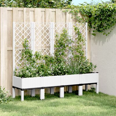 vidaXL Plantenbak met latwerk 160x40x142 cm polypropeen wit