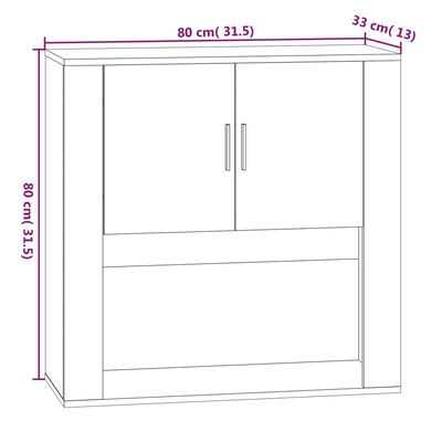 vidaXL Wandkast 80x33x80 cm bewerkt hout zwart