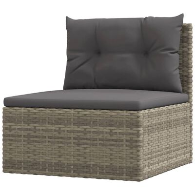 vidaXL 6-delige Loungeset met kussens poly rattan grijs