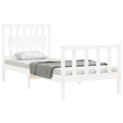 vidaXL Bedframe met hoofdbord massief hout wit