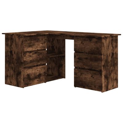 vidaXL Hoekbureau 145x100x76 cm bewerkt hout gerookt eikenkleurig