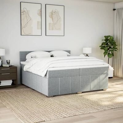 vidaXL Boxspring met matras stof lichtgrijs 200x200 cm