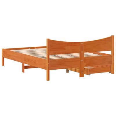 vidaXL Bedframe met lades massief grenenhout wasbruin 140x190 cm