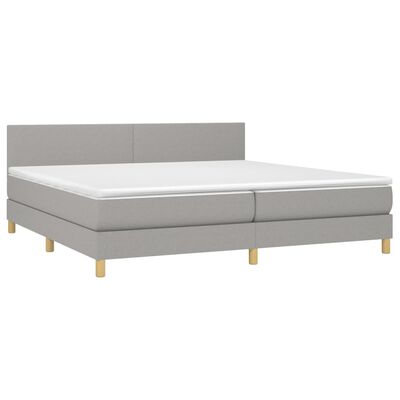 vidaXL Boxspring met matras stof lichtgrijs 200x200 cm