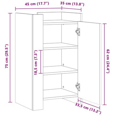 vidaXL Dressoir 45x35x75 cm bewerkt hout wit