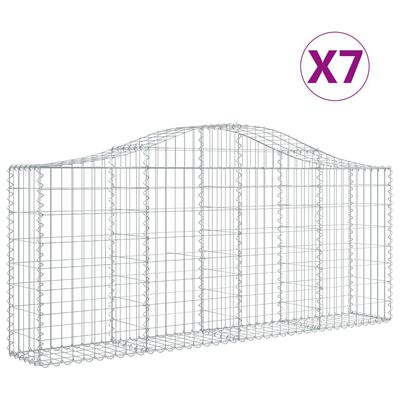 vidaXL Schanskorven 7 st gewelfd 200x30x80/100 cm gegalvaniseerd ijzer