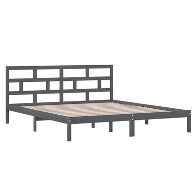 vidaXL Bedframe massief hout grijs 135x190 cm