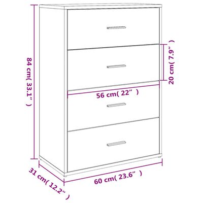 vidaXL Dressoir 60x31x84 cm bewerkt hout grijs sonoma eikenkleurig