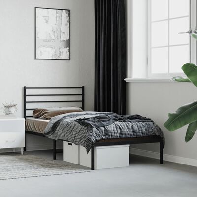 vidaXL Bedframe met hoofdbord metaal zwart 90x190 cm