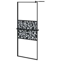 vidaXL Inloopdouchewand met schap 80x195 cm ESG-Glas aluminium zwart