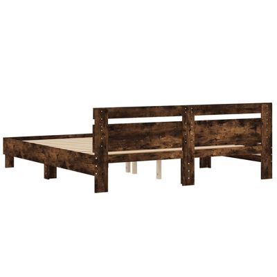 vidaXL Bedframe met hoofdeinde bewerkt hout gerookt eiken 160x200 cm