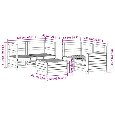 vidaXL 5-delige Loungeset geïmpregneerd grenenhout