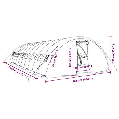 vidaXL Tuinkas met stalen frame 50 m² 10x5x2,3 m groen