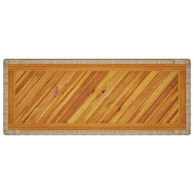 vidaXL Tuinbijzettafel met houten blad 100x40x75 cm poly rattan beige