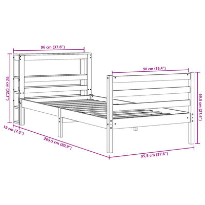 vidaXL Bedframe zonder matras massief grenenhout 90x200 cm