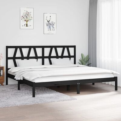 vidaXL Bedframe massief grenenhout zwart 200x200 cm