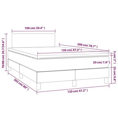 vidaXL Boxspring met matras en LED kunstleer grijs 120x200 cm