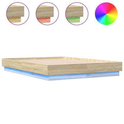 vidaXL Bedframe met LED-verlichting sonoma eikenkleurig 120x190 cm