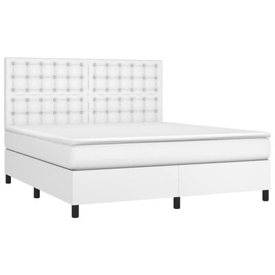 vidaXL Boxspring met matras en LED kunstleer wit 180x200 cm