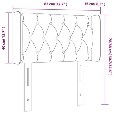 vidaXL Hoofdbord met randen 83x16x78/88 cm fluweel donkergrijs